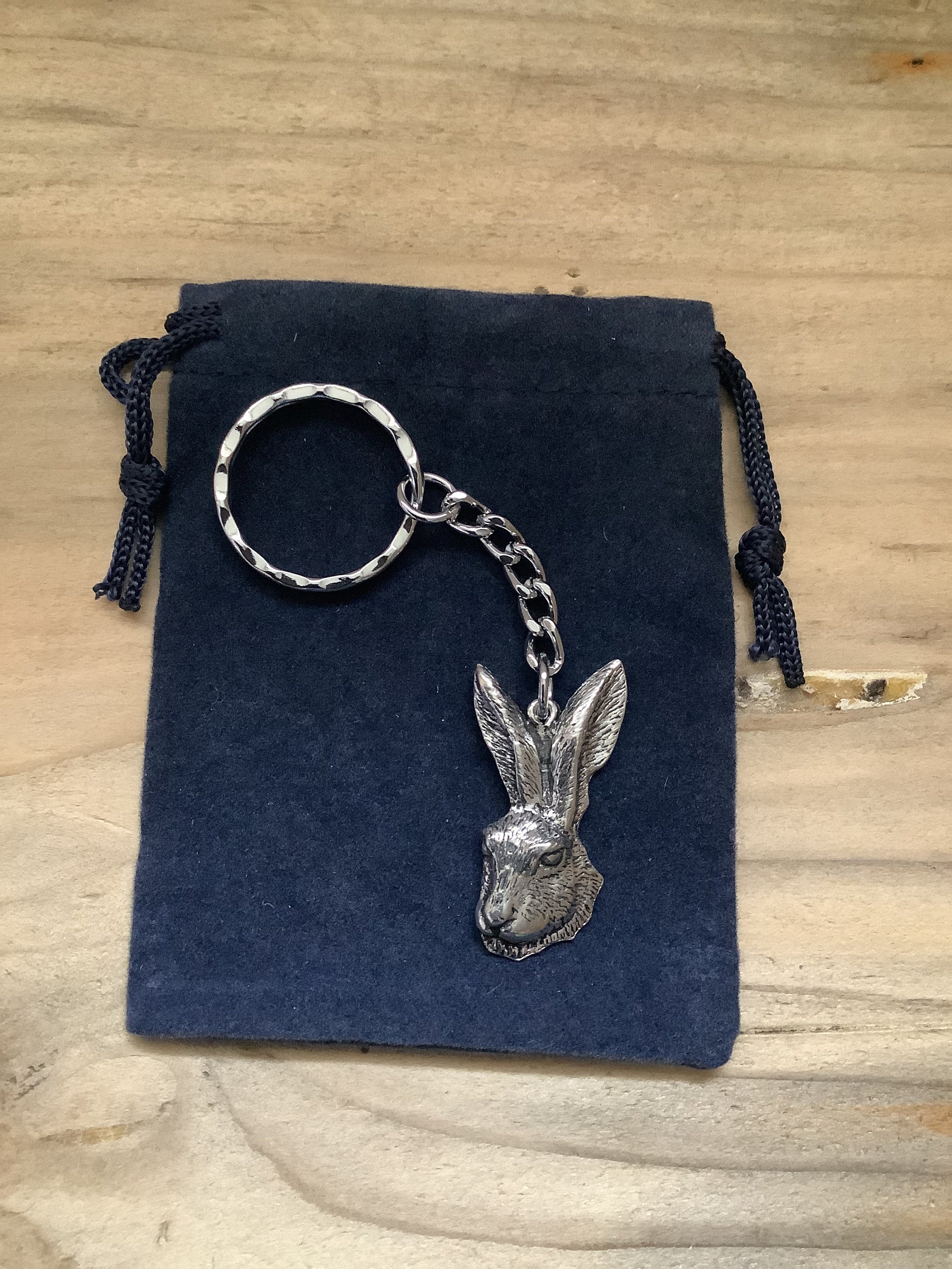 Horses Head Silver Pewter Keychain With A Velveteen Gift Bag -  Sweden