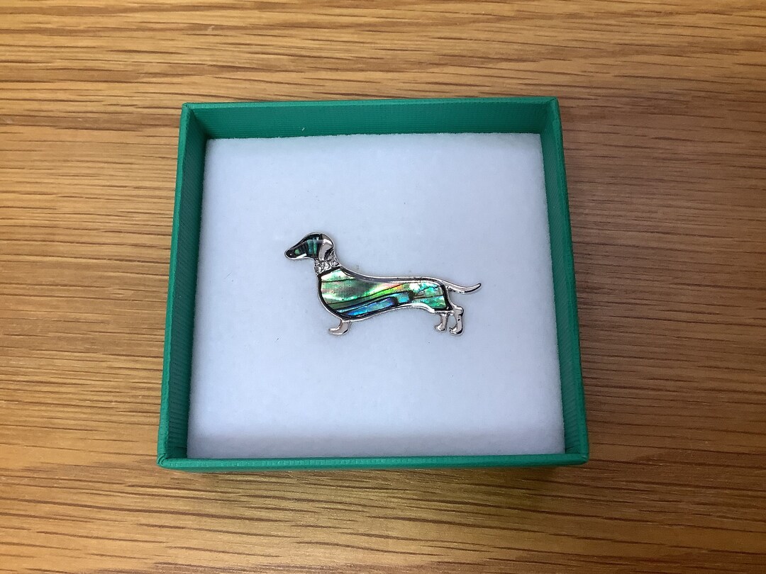 Stunning Dachshund Inlaid Paua Shell Pin Badge - Etsy