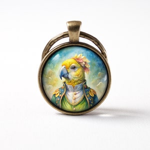 Parrot Keychain Watercolor Painting Inspired Bird Jewelry Parrot Key Chain Parrot Key Ring Custom Gift Personalized Key Fob Tropical Bird