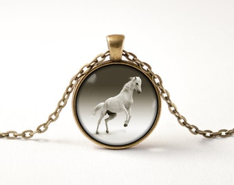 Horse necklace Horse mare Horse pendant Horse lover gifts Horse jewelry Running horse Gift for horse rider White horse Horse jewellery Pony