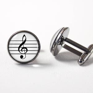 Music Treble clef cuff links Musician gift Music cufflinks Music symbol Music jewellery Music note Treble clef jewelry Music lover cufflinks image 1