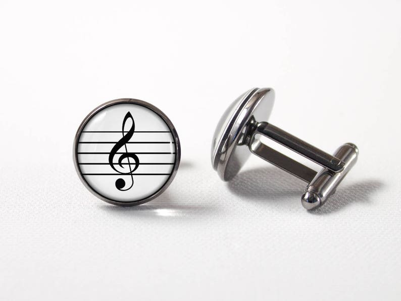 Music Treble clef cuff links Musician gift Music cufflinks Music symbol Music jewellery Music note Treble clef jewelry Music lover cufflinks image 1