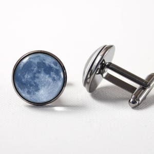Cuff links moon Outer space Moon accessories Full moon gift Wedding jewelry Blue moon cuff links Men gift Moon jewelry Space cufflinks Luna