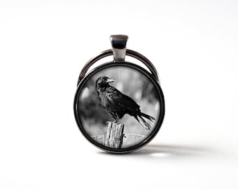 Raven keyring Crow Keychain Black bird Crow jewellery Raven key chain Bird pendant Crow jewelry Key fob Key holder for her Black crow Witch