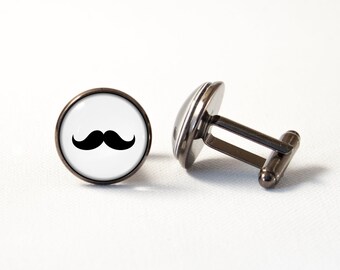 Mustache Jewellery for him Cuff links Mustache jewelry Mustache cufflinks Men jewelry Black mustache Father gift Gift for husband Hipsters