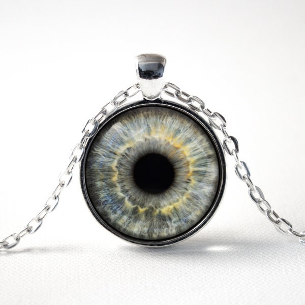 Oeil bijoux oeil réaliste copine cadeau oeil humain collier oeil bijoux oeil gris pendentif cadeau pour collier globe oculaire globe oculaire gris