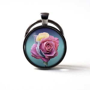 Llavero rosa Flor rosa Llaveros Joyería rosa Símbolo amor llavero Llavero floral Regalo para novia Llavero Rosa colgante Flor regalo