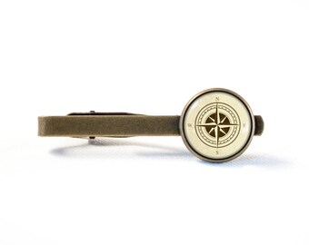 Compass tie clip Men gift Compass tie bar Compass jewelry Husband gift Travelling Old compass tie clip Tech tie clip Boyfriend gift Nautical