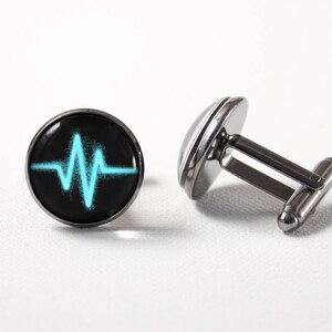 Heartbeat cuff links Pulse Medical SVG Men jewelry Hearbeat pulse Heartbeat line cufflinks Gift for student Medicine jewelry Cardiogram