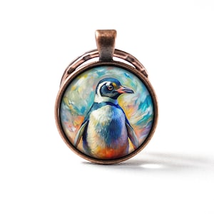 Penguin Keychain Penguin Jewelry Oil Paint Style Penguin Key Chain Penguin Key Ring Penguin Pendant Custom Gift Personalized Jewelry Key Fob