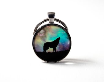 Llavero de lobo Regalo para hombres Llaveros Joyería de lobo Amantes de los animales Llavero Llavero de luna Llavero vikingo celta Lobo y tótem de luna