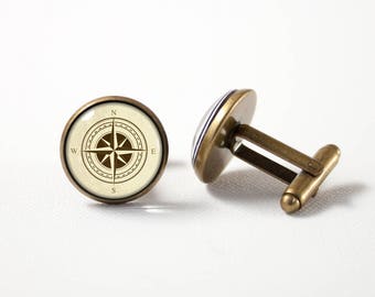 Boutons de manchette boussole Mentor cadeau anniversaire cadeau voyage boutons de manchette boussole accessoire boussole boussole ancienne bijoux de bijoux compas nautique