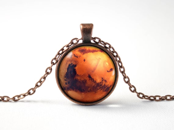 Mars Necklace Space Necklace Planet Mars Mars Jewellery Mars