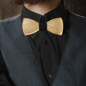 Gold Bowtie Groom Bow Tie Elegant Accessories Husband Gift - Etsy