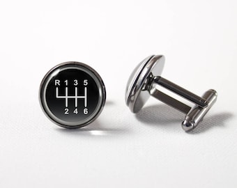 Car gear cuff links Shift gear jewelry Cars accessories Driver cufflinks Transmission Car jewellery Groom cuff links Speed shift Gear stick