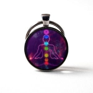 Chakras Yoga keyring 7 Chakra stones Yoga jewellery Yoga lover key fob Spiritual pendant Gift for yoger Key holder Meditation Namaste Women