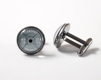 Fitness gift Dumbell cuff links Crossfit gift Barbell cufflinks Weight Lifting Fitness jewellery Workout Barbell jewelry Powerlifting Gym