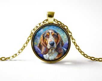 Basset Hound Necklace Basset Hound Oil Paint Style Pets Dog Pendant Basset Hound Dog Necklace Personalized Jewelry Gift For Dog Lovers