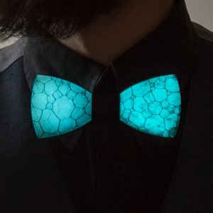 Bowtie glowing molecule Men gift Hipster bow tie Aqua glow bowtie Glow in the dark Boyfriend gift Unique bowtie Freestyle bow tie Men style