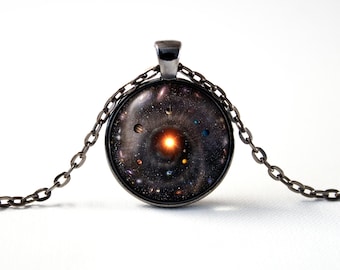 Sistema solar Collar espacial Collar de planetas Universo Galaxia Joyería Astronomía Cosmos Joyería Universo Colgante único Regalo espacial