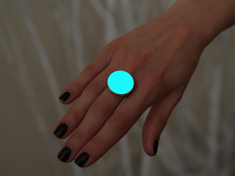 Glowing aqua ring Charm ring Modern ring Girlfriend gift Aqua ring Romantic ring Glow ring Round ring Ring for girls Comfortable ring Style