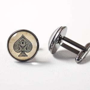 Boutons de manchette pique Boutons de manchette poker Cadeaux poker Costume cartes pique Accessoire homme Bijoux pique Bijoux poker Bijoux cadeau petit ami Cartes cadeau copain
