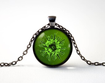 Virus necklace Science necklace Virus jewelry Virus jewellery Biology jewelry Virus pendant Molecular pendant Chemistry Scientist gift