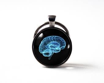 Neurology Brain Keyring Science keychain Human brain Glass pendant Psychology Anatomy jewellery Key chain Biology Doctor gift Medical gift