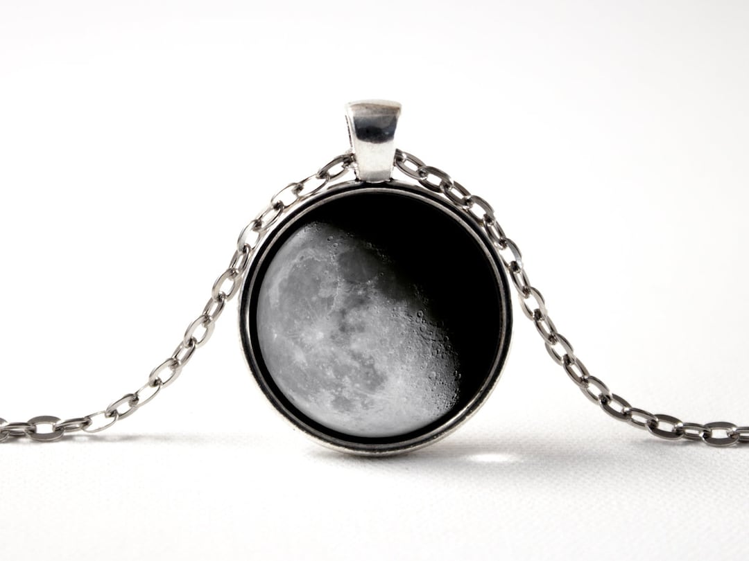 Waning Gibbous Moon Necklaces Moon Phase Luna Gift Gray Moon Luna