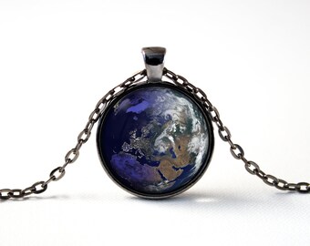 Europe and Africa Earth pendant Globe Planet Universe necklace Travel gift pendant Earth art Planets jewelry Space Necklaces NASA Jewelry