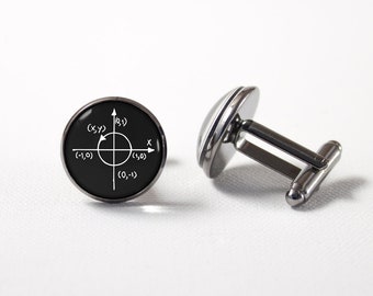 Gift for math lovers Cuff links Geek jewelry Professor gift Maths gift System of axes Science jewelry Math cufflinks Formula Coordinate
