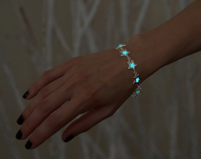 Glow in the Dark Bracelet Glowing Stars Glow Bracelet Glow Jewelry Silver Star Cosmos Bracelet