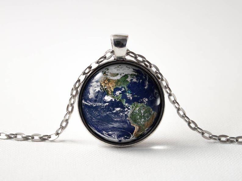 Earth Necklace Earth Pendant Science Jewelry Earth Etsy