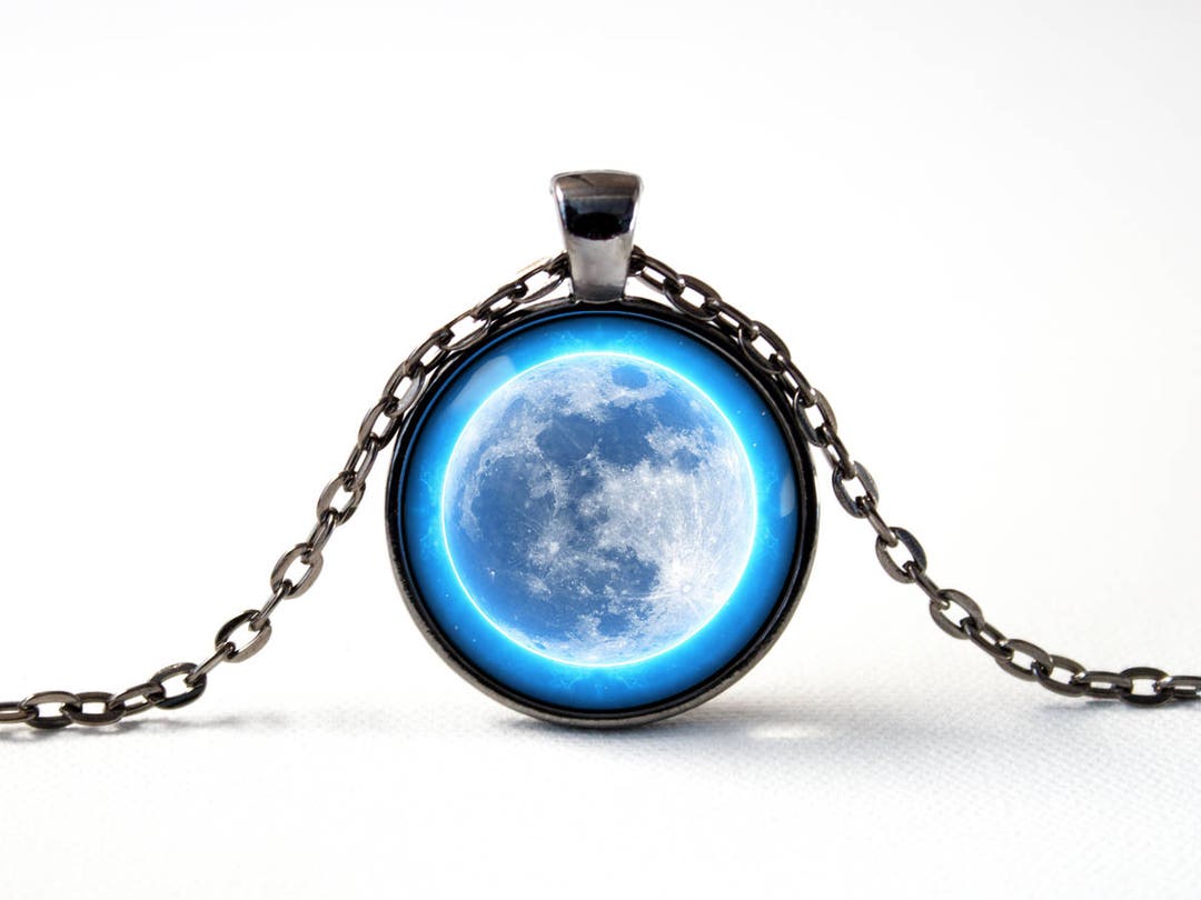 Full Moon Jewelry Blue Moon Men Necklace Moon Pendant Luna Etsy