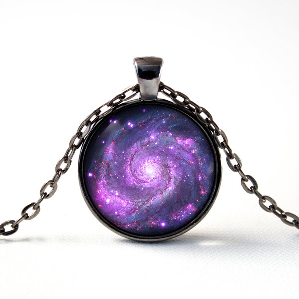 Astronomy necklace Outer space jewelry Galaxy necklace Space gift Nebula jewelry Solar system Science Cosmos pendant Galaxy jewelry Purple