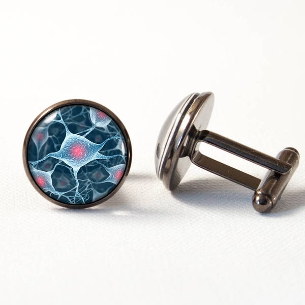 Neurona de cerebro Nerd gemelos gemelos regalos ciencia neurona joyas hombres accesorios cerebro celular cerebro joyería Doctor regalo anatomía gemelos