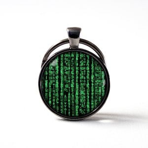 Matrix Style Key Chain Computer Key Ring Lines of Code Matrix Jewelry Key holder Code Programmer Gift Nerd Jewelry Science Fiction Key Fob