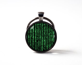 Matrix Style Key Chain Computer Key Ring Lines of Code Matrix Jewelry Key holder Code Programmer Gift Nerd Jewelry Science Fiction Key Fob