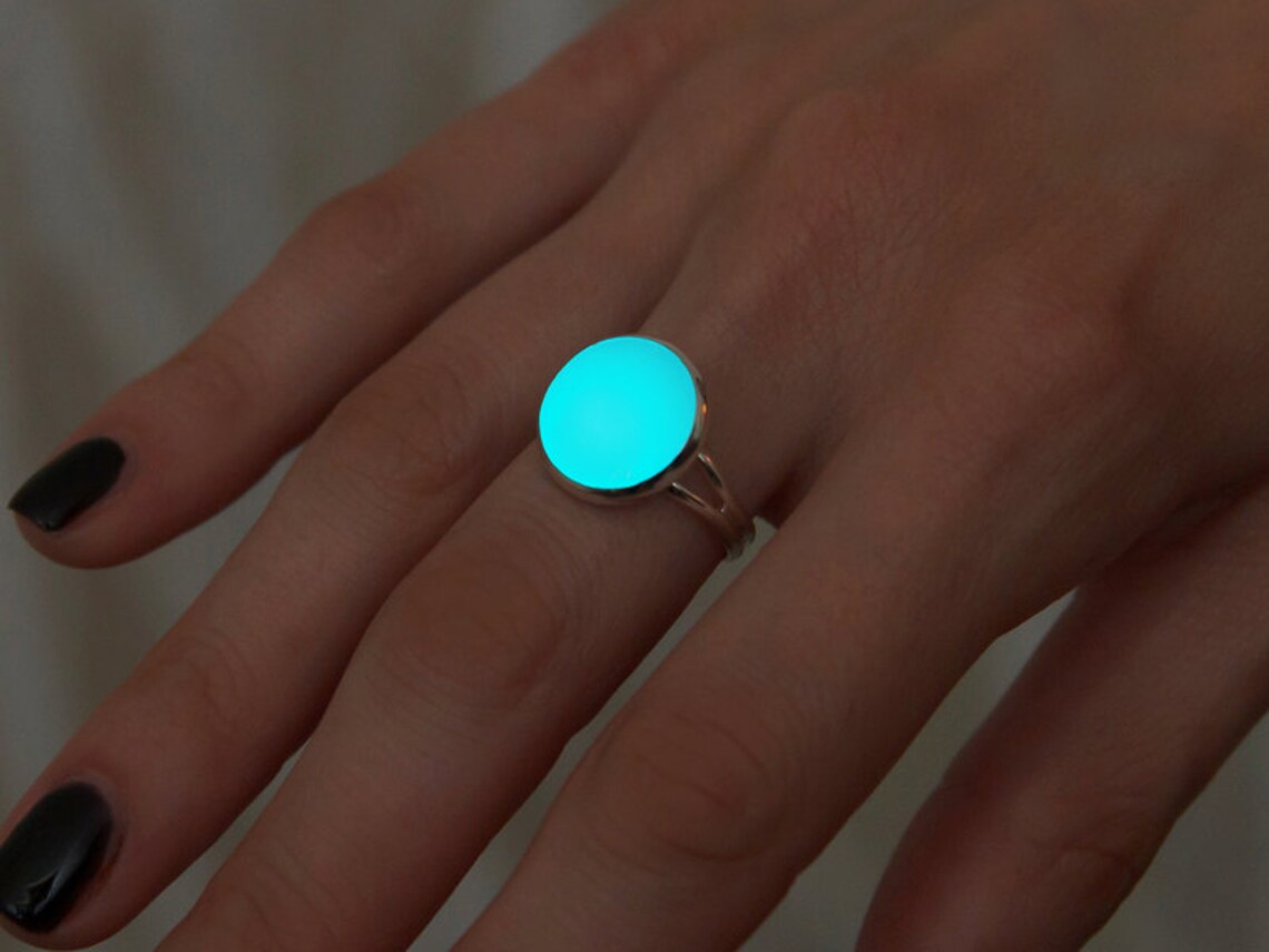 Glow in the Dark Ring Glowing Ring Aqua Glowing Ring Etsy