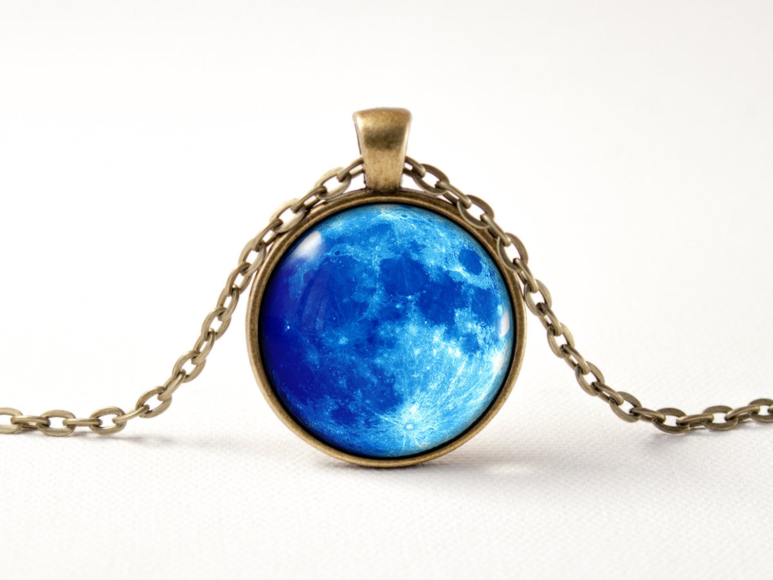 Full Blue Moon Keychain Art Gift Moon Key Ring Luna Key Chain Outer ...