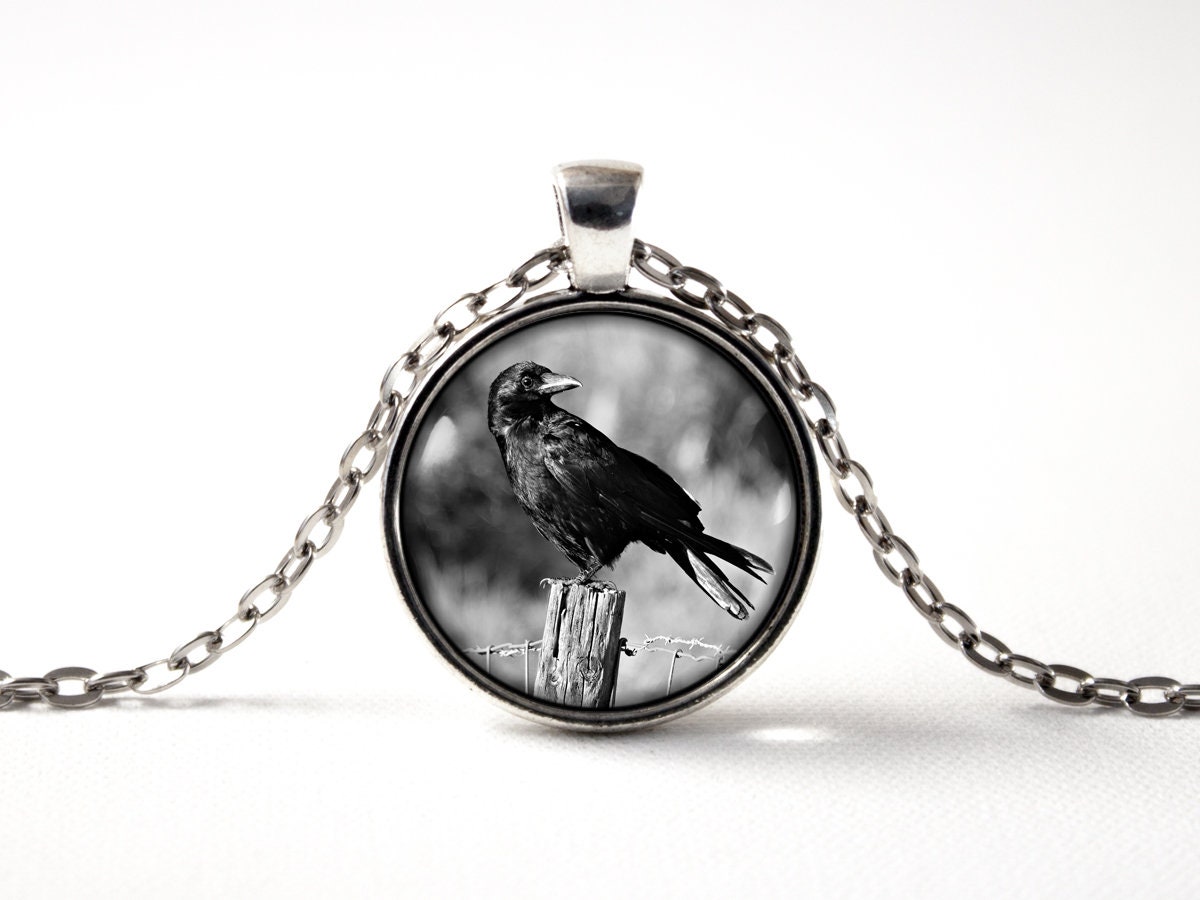 Ciondolo Collana Gotica Con Corvo, Uccello Vintage, Nero, 45 Cm