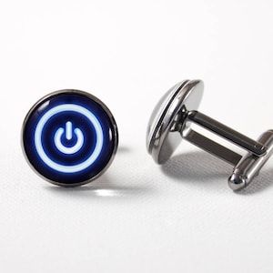 Cuff links Computer Geek gift Nerd cufflinks Power button Gamer cufflinks Geek jewelry Power symbol Engineer cuff links Power switch On Off