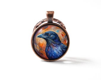 Crow Keychain Raven Jewelry Oil Paint Style Bird Key Fob Crow Key Ring Black Raven Custom Gift Art Jewellery Bird Art Personalized Gift