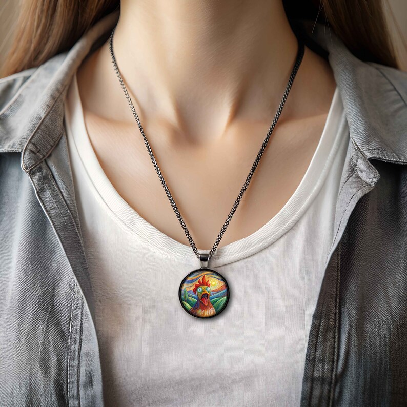The Scream Art Necklace Chicken Jewelry Chicken Pendant Funny Gift ...