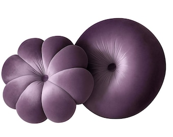 Lavender velvet round & flower pillow