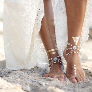 Pearl beach wedding barefoot sandals, bangle,cuff, wedding anklet,barefoot sandal,ankle cuff,boho sandal barefoot shoes