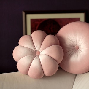 Soft & Blush Pink velvet round or flower pillow