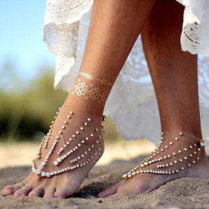 Glowing falling star barefoot sandal, beach wedding barefoot sandals,footcuff, wedding anklet,nude shoes,ankle cuff