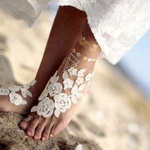 Flowers blooming on your skin barefoot sandal, beach wedding barefoot sandals,footcuff, wedding anklet,nude shoes,ankle cuff