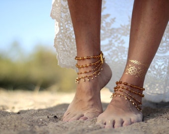 Sunstone color anklet, barefootsandal, wedding barefootsandal,bridal shoe accessories